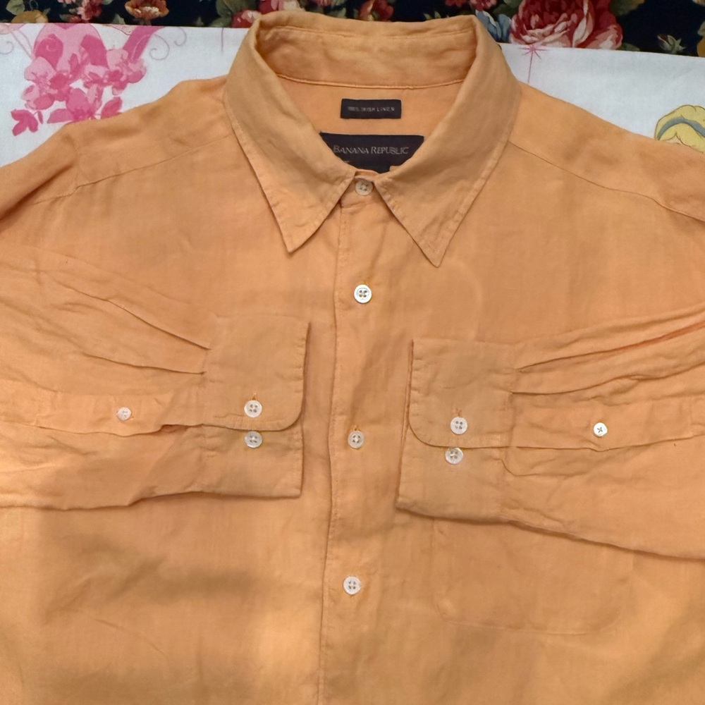 Banana Republic Linen Shirt in Mustard